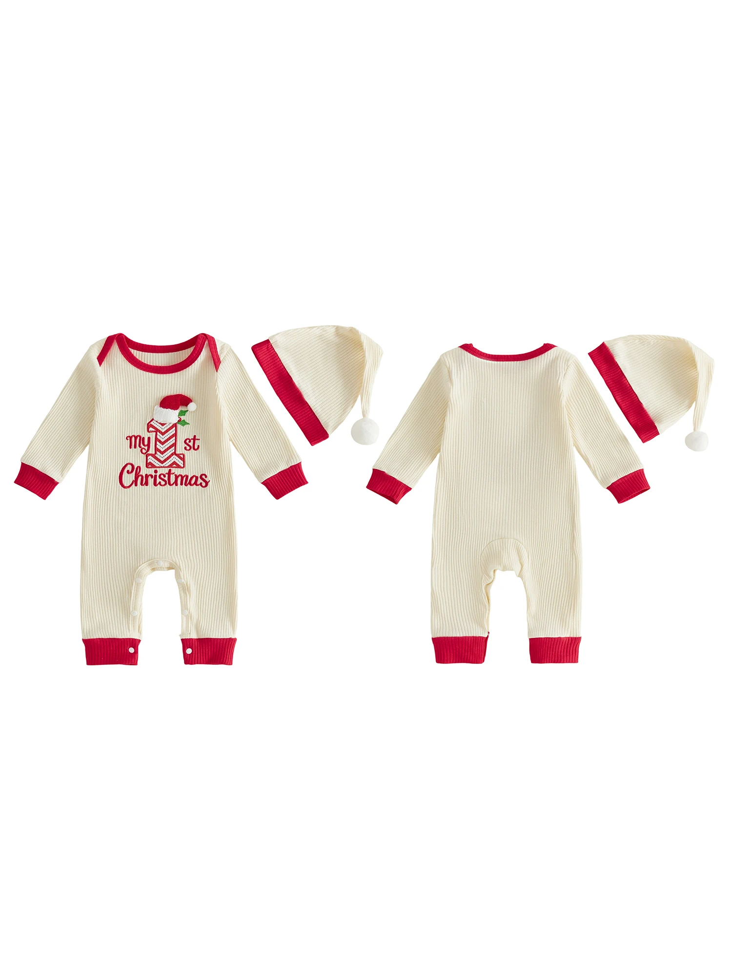 Hat Set Long Sleeve Cute Baby Christmas Romper Cute Set Long Infant-Baby-Christmas Infant Baby Christmas