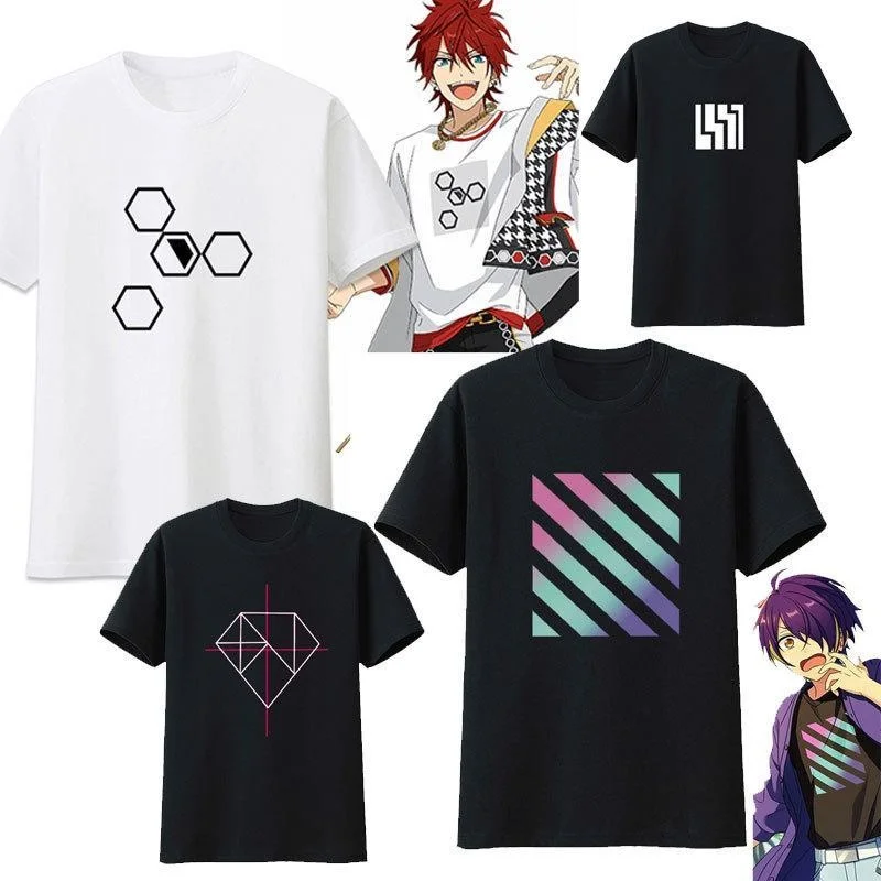 Ensemble Stars 2 Cosplay Shinobu Sengoku T-shirt Sazanami Jun Cosplay Clothing Rebel Wild Wind Combination Pure Cotton T-shirt