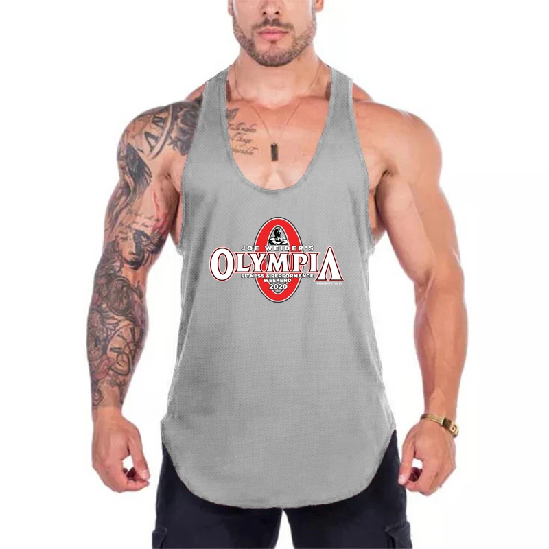 Men Summer Gym Clothing Fitness Sports Stringer Tank Top Men Bodybuilding Vest Running Vest Workout Sleeveless Shirt O-neck