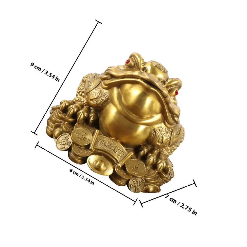Copper Toad Ornament Classical Wealth Frog Statue Desktop Office Decor Small Space-Saving Adornment Stable Non-Tip Design