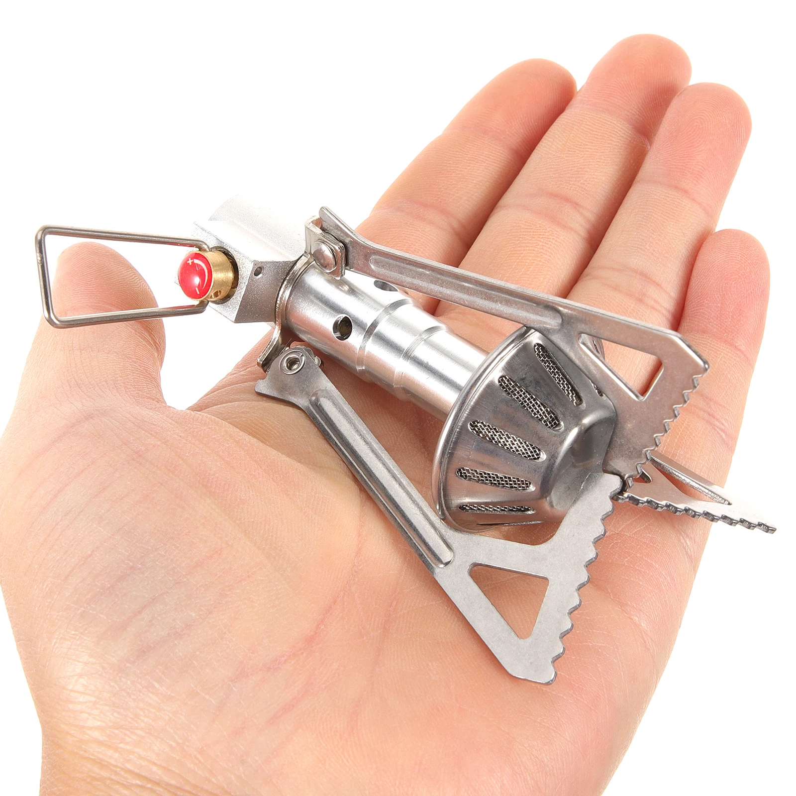 

Portable Camping Gas Stove Foldable Lightweight 2000W High Power Quick Boil 1L Water 6 Minutes 17g Canister Stainless for Hiking