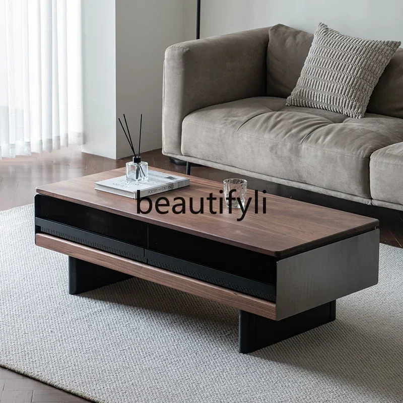 32North American black walnut log coffee table Nordic living room rectangular rock slab coffee table