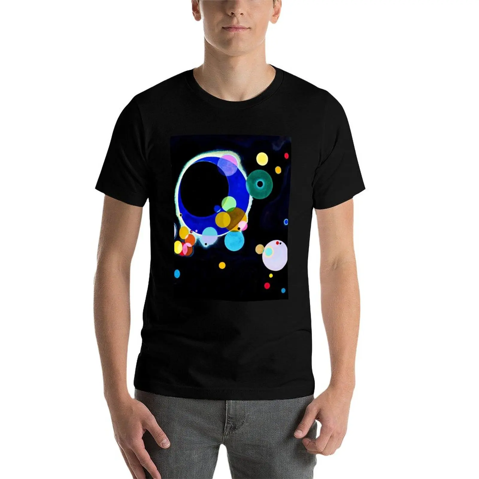 いくつかのサークルワシリー・カンディンスキー抽象アート Tシャツマン tシャツ綿高品質 tシャツ男性グラフィック車