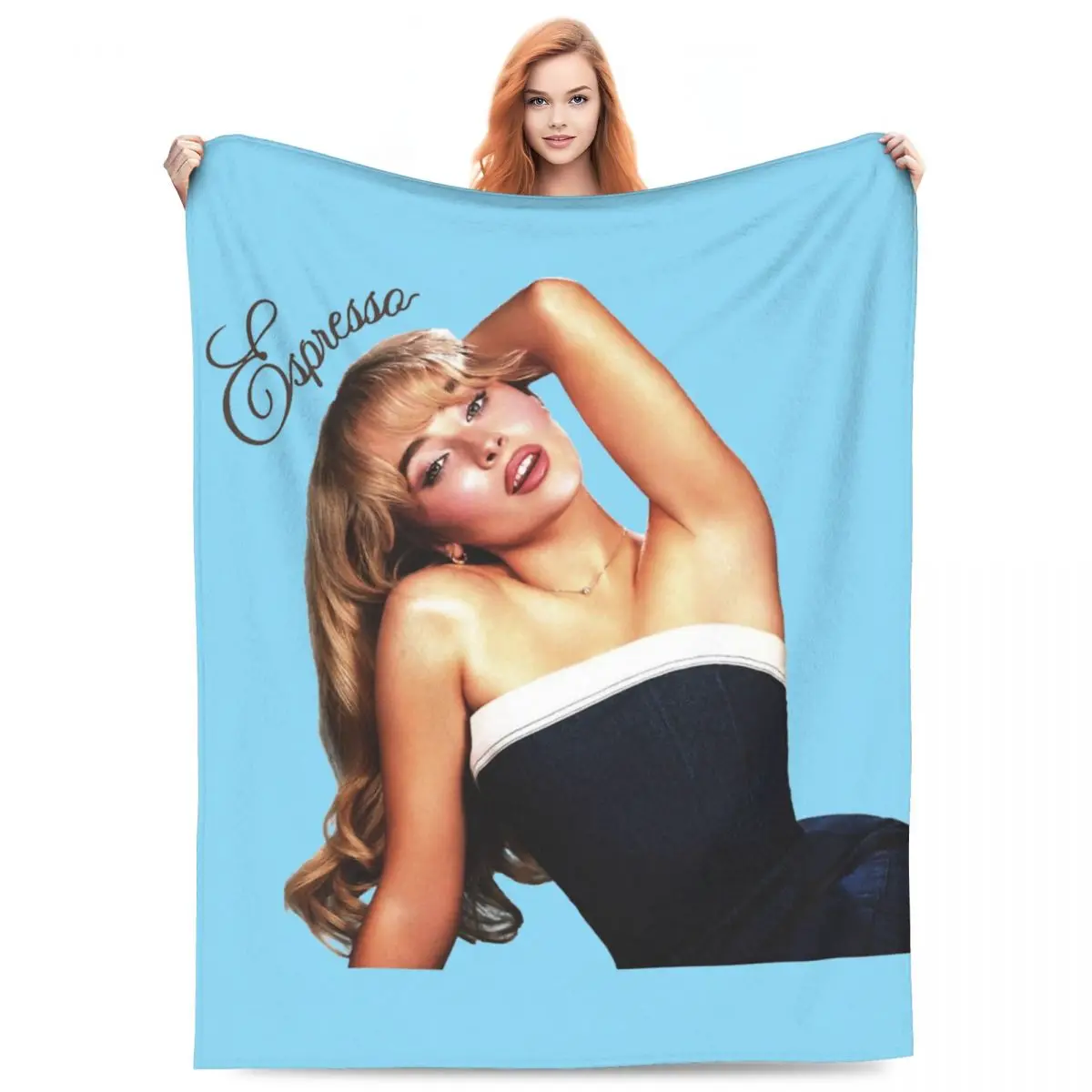 Sabrina Carpenter Singer Espresso Songs Blanket Flannel Print Retro 90s Multifunction Super Soft Throw Blanket for Bed Office