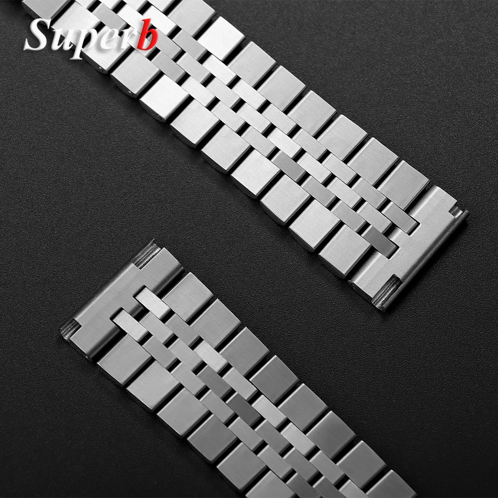 Твердый ремешок для часов из нержавеющей стали для Jubilee SKX007/009, быстросъемный браслет с плоским концом, 18/19/20/21/22/23/24 мм, складная пряжка