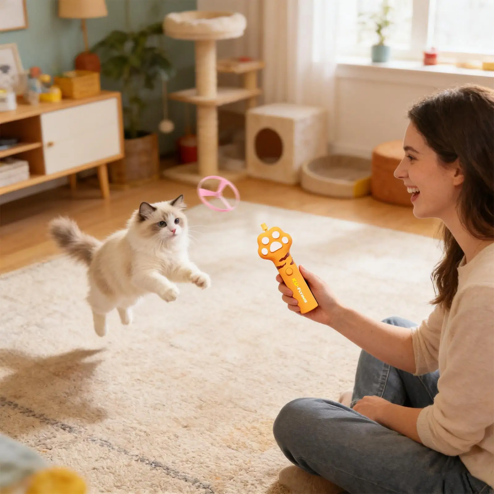 

Интерактивная игрушка для кошек: летающая тарелка-фрисби для котят, перезаряжаемая, для развлечения на Рождество, Хэллоуин, День рождения и другие праздники