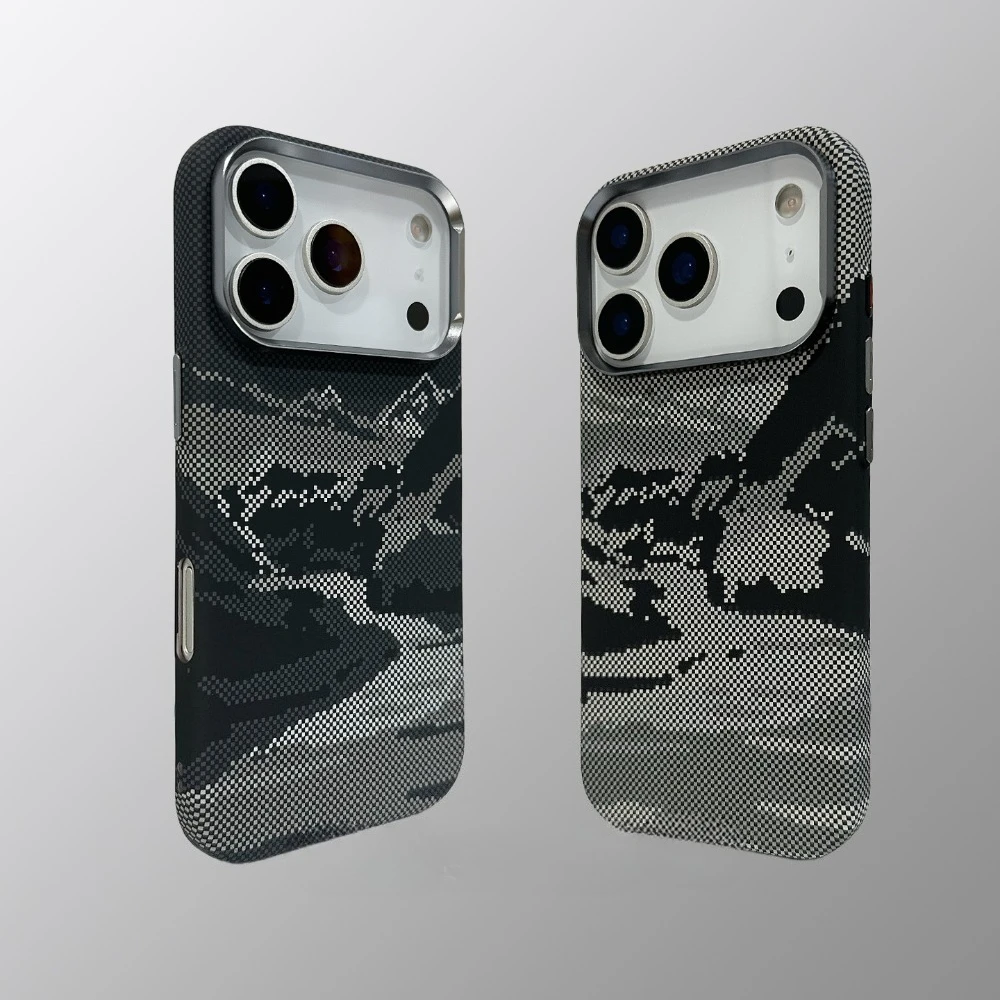 Abstract Mountains Rivers Magnetic Case for iPhone 17 16 15 Pro Max Magnets Back Cover Camera Lens Full Ring Hard PC Phone Coque