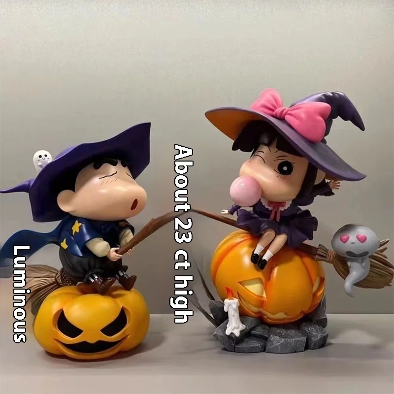 Crayon Xiao Shin Halloween Pumpkin Xiao Shin And Pumpkin Xiaoai Sweeper Scene Pvc Model Collection Desktop Decoration Kid'S Toy