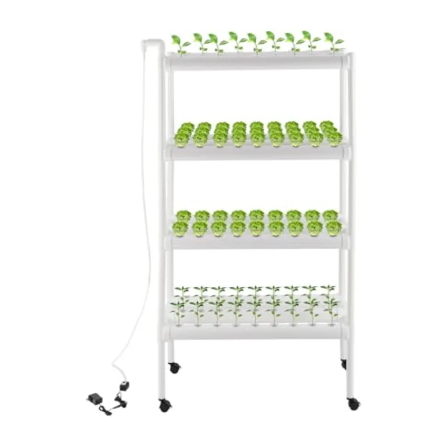 

Hydroponics Growing System with Wheels 108 Sites 12 Pipes 4 Layers Indoor Planting Kit Gardening System Grow Kit with Water Pum
