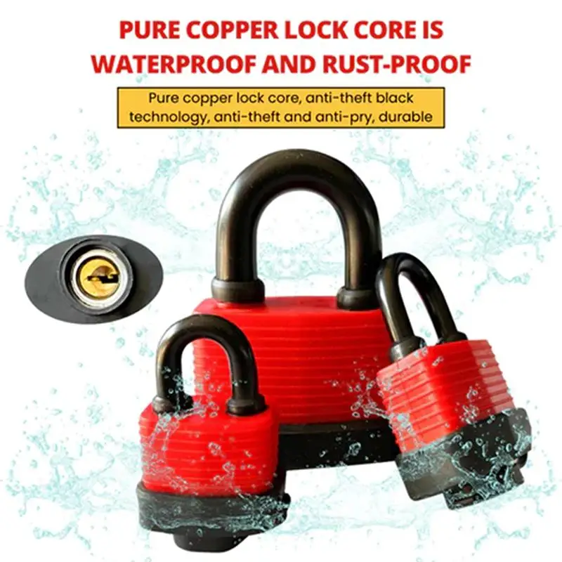 Heavy Duty Waterproof Padlock, 40mm Keyed Lock, Laminated Steel, Durable