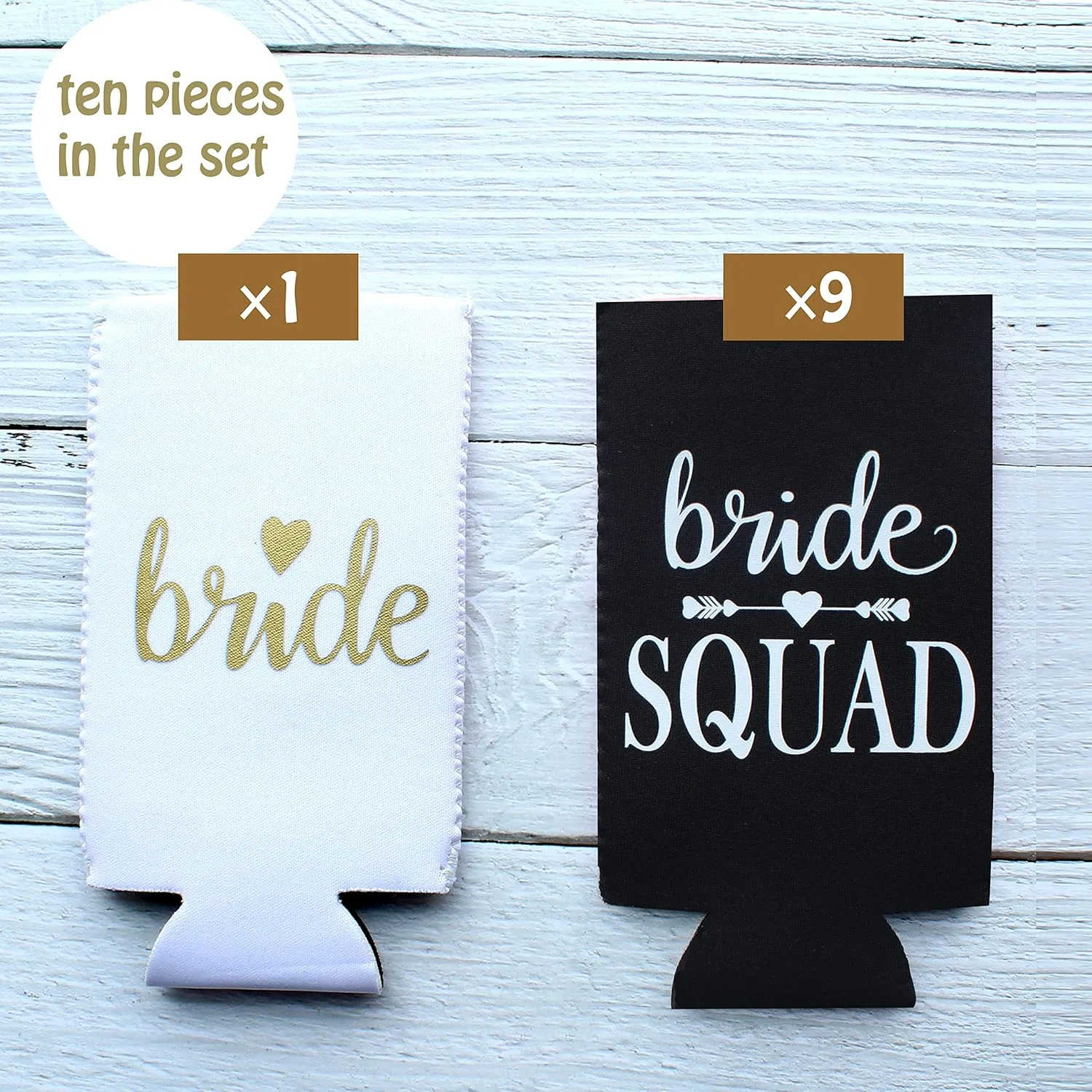 10-Packs Bachelorette Party Decorations Slim Can Cooler Bridesmaid Bride Squad Can Sleeves Bride To Be Wedding Proposal Favor