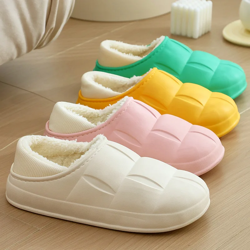 2026 Winter Home Cotton Shoes Women's Thickened, Anti Slip, Waterproof, Snow Proof, Warm External Wear Cotton Slippers For Men