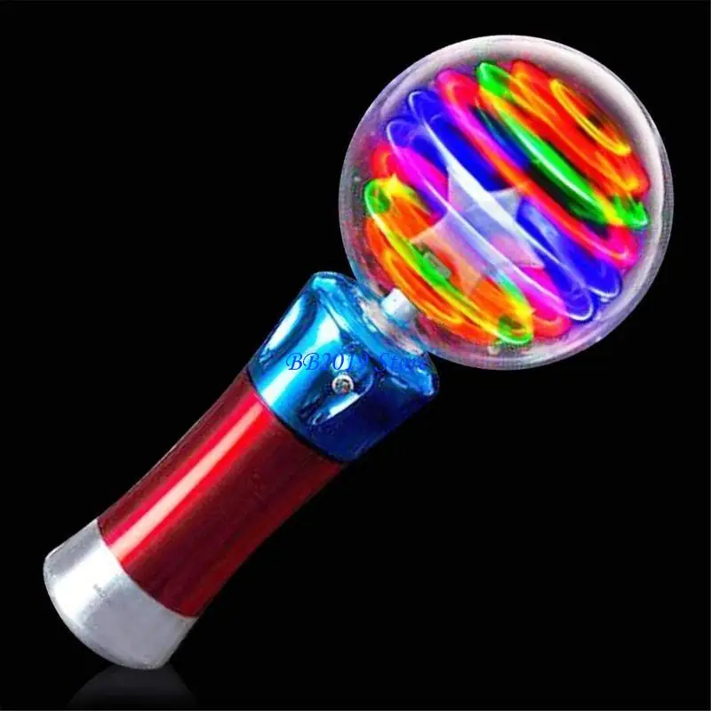 Q0KB Light Up Spinning Ball Wand Flashing Round Ball Sticks Toy Birthday Gift