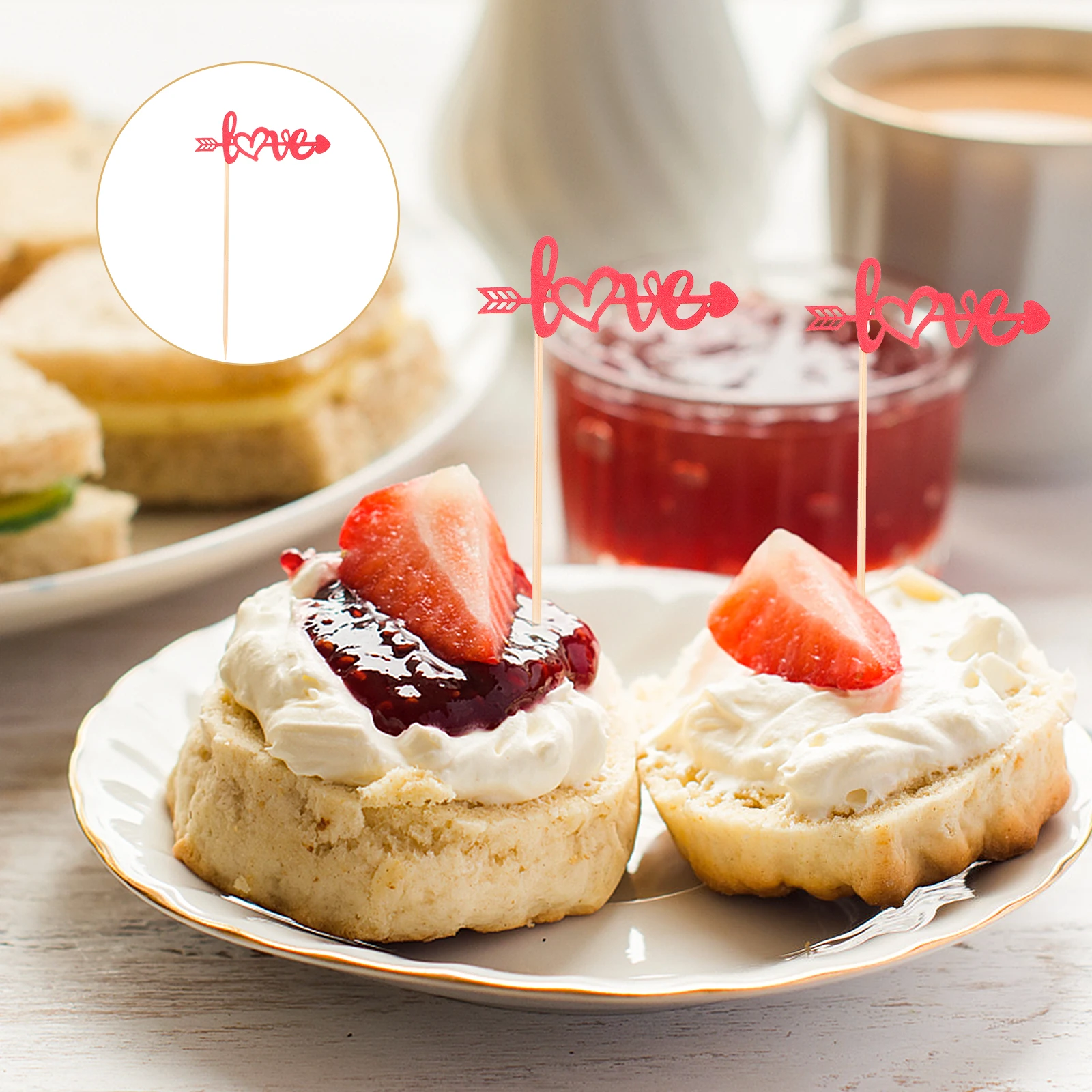 

24Pcs Valentine's Day Cake Picks Decorative Cupcake Toppers Romantic Reusable Wedding Fruit Party Insert Flags