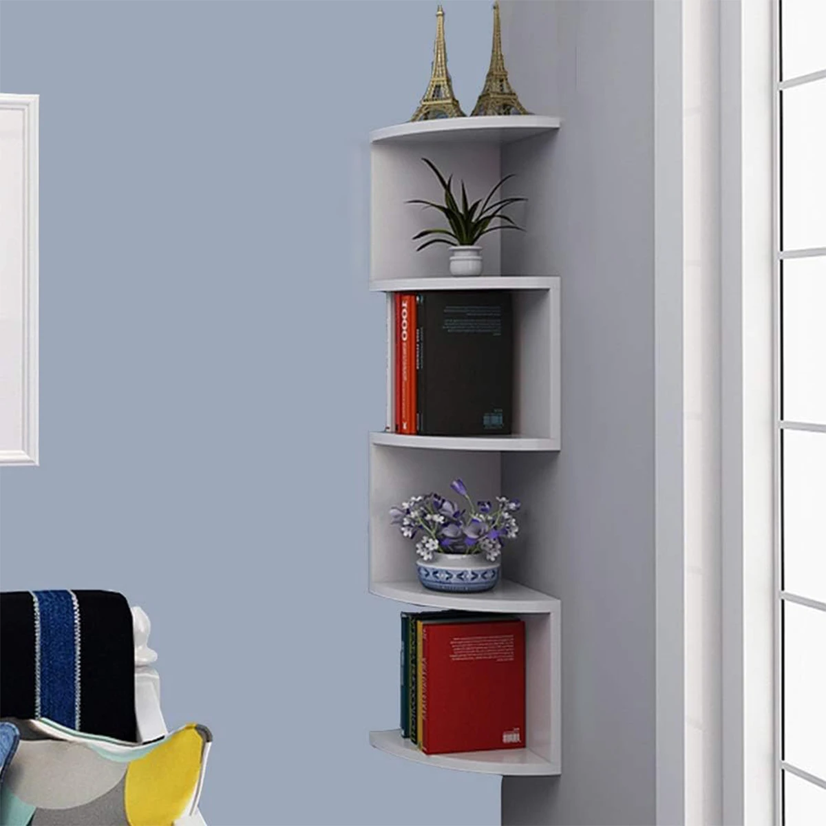 creative home wall corner triangle shelf pendurado na parede tier particao semi circular estante 01