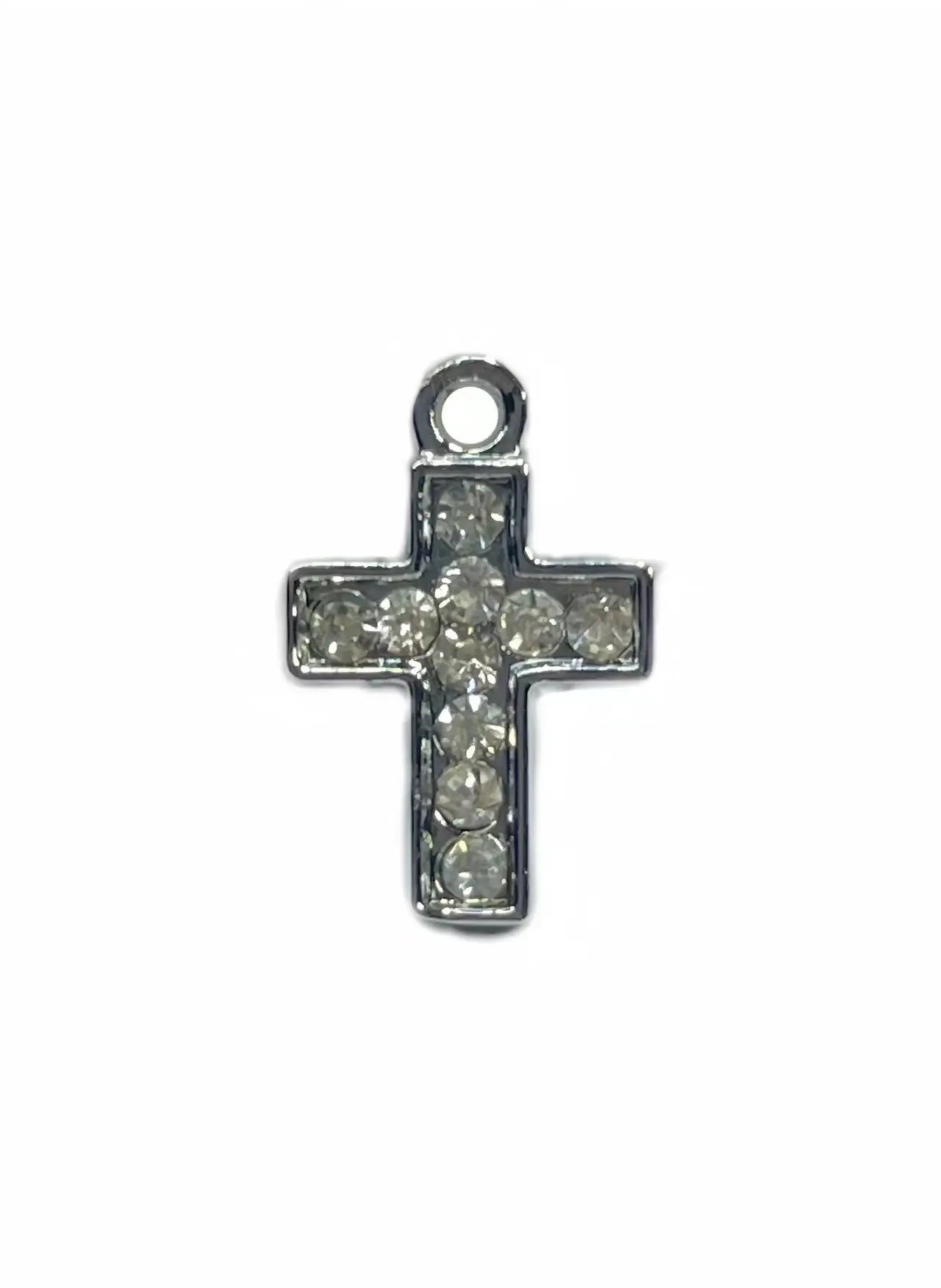 10Pcs 18.5mm*12mm Sweet Cool Style Niche Personality Diamond Set Silver Cross Pendant Handmade DIY Necklace Accessories W0016