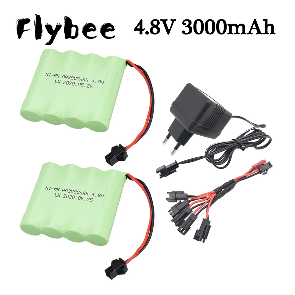 4.8v 3000mAh Rechargeable Battery For Rc Cars Tanks Robots Boat Ship Toys Gun NiMH AA 4.8 v Battery Pack With Charger