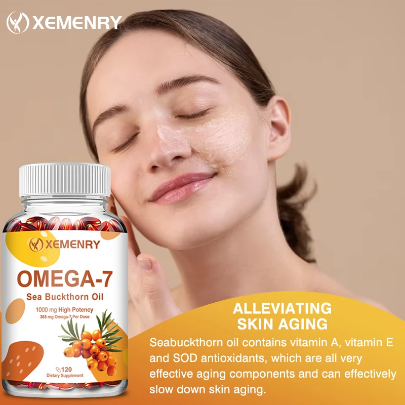 Omega-7 Softgels, Premium Himalayan Sea Buckthorn Oil – Supplement for Healthy Skin, Hair, Nails and Dryness