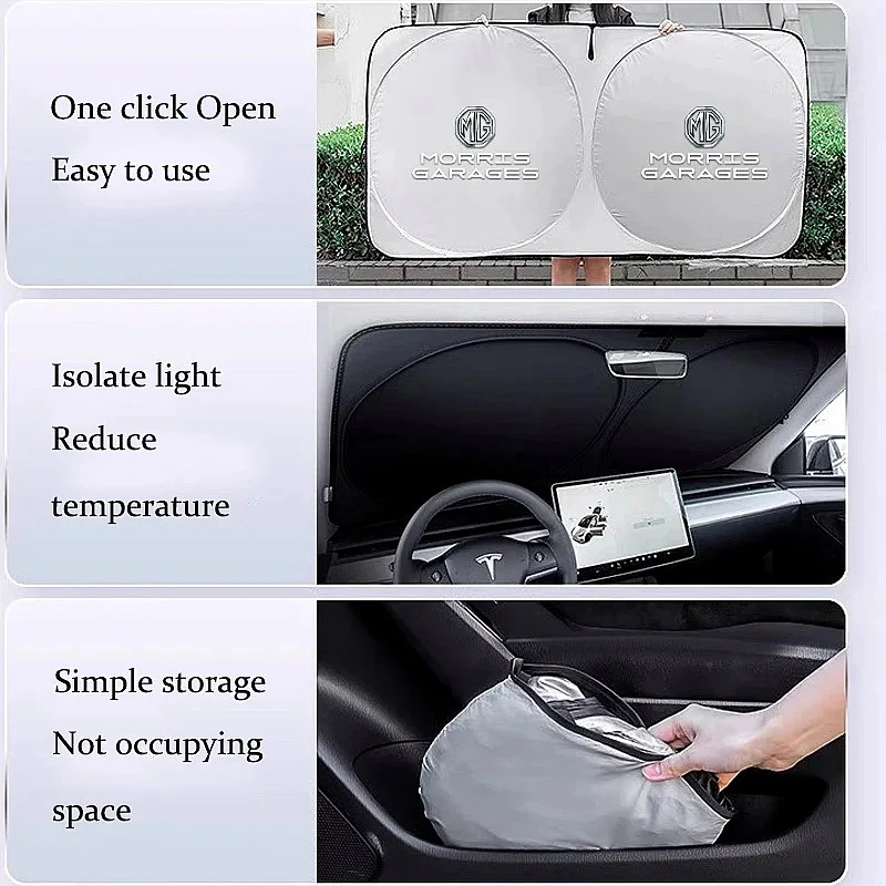 Car Front Windshield Sunshade For MG ZS EV HS GT One, UV Protection Foldable Wind Screen Sun Visor Heat Insulation Auto Interior