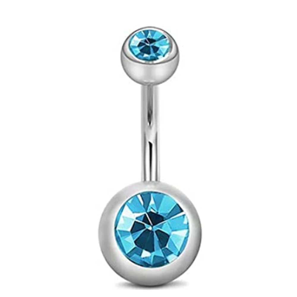 WKOUD 1Pcs/4Pcs Belly Button Rings Stainless Steel Navel Rings 4 Style For Women Girls 14G Body Piercing Blue