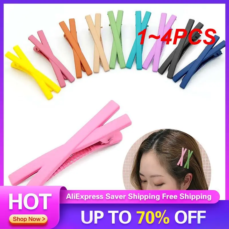 1~4PCS Matte Stylish And Eye-catching Cross Edge Stylish Cross-edged Hair Accessory Hairpin Instagram-worthy