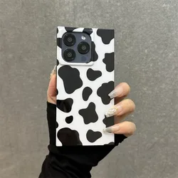 Fashion Cow Stripe Pattern Glossy Back Cover For iPhone 13 14 15 16 17 Pro Max Phone Case
