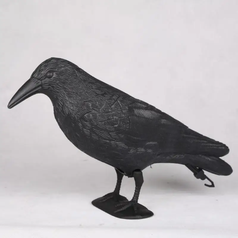 Bird Control Black Raven Crow Decoy for Garden Pigeon Scare Realistic Design Effective