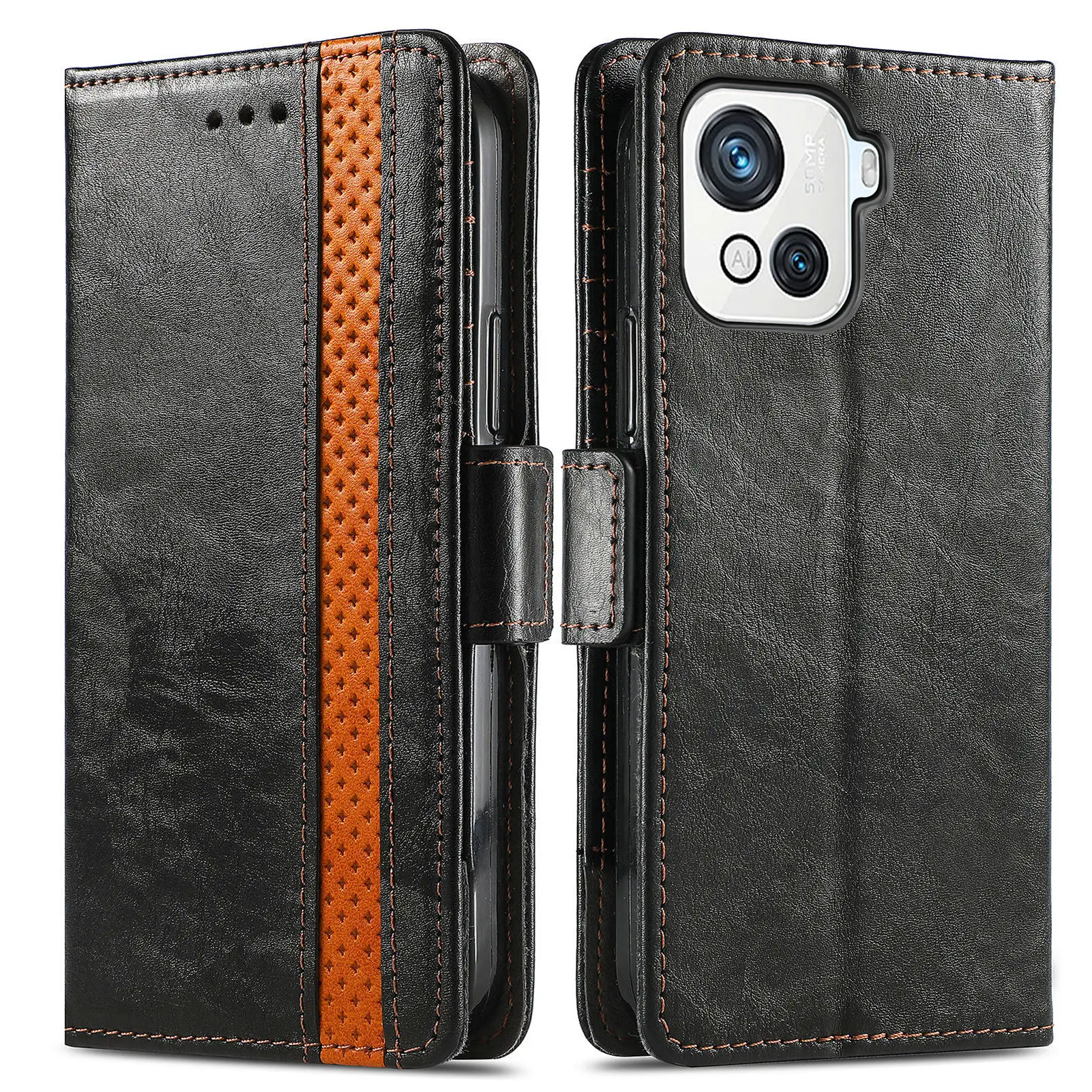 

Flip patched leather card Slot Wallet Magnetic sealing Cover For Oscal C80 shockproof phone Case For Oscal C70