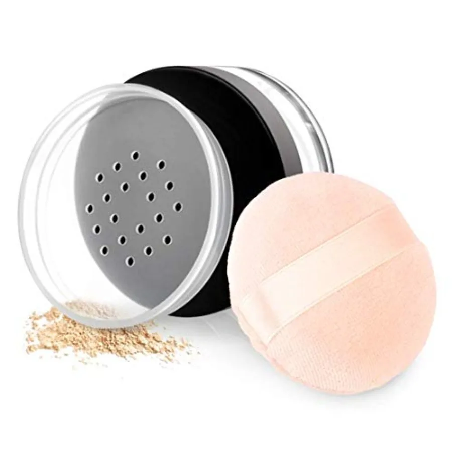 Empty Makeup Powder Container 50ml with Puff Loose Face Compact Case Plastic Cosmetic Jars Travel Containers Refillable Bottle