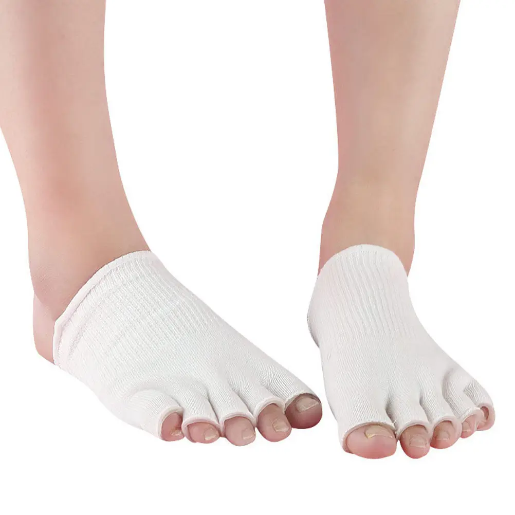 2Pairs Moisturizing Gel Toe Socks Foot Care Spa Supplies Open Half Toe Skin Protection Anti Dry Cracked Skin Treatment