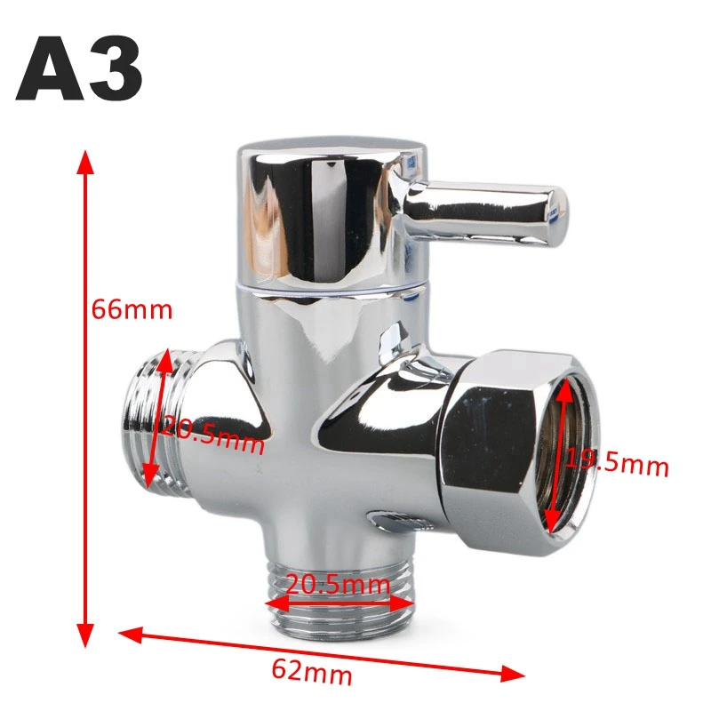 3-Way Brass Shower Arm Adapter G1/2’’ G3/4 Shower Diverter Valve For Handheld Shower Head Fixed Shower Head Bathroom Accessories