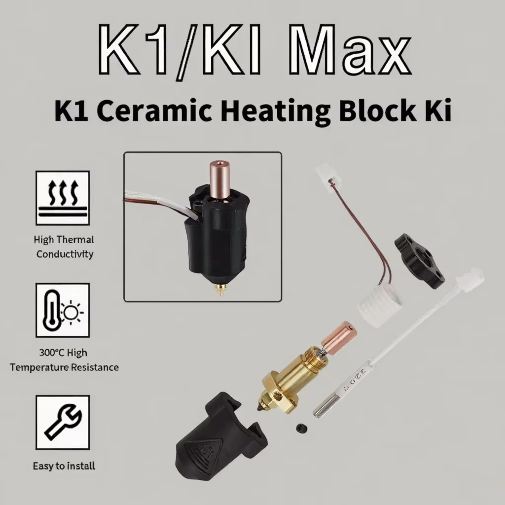 

Обновленный комплект Hotend KIT Bi Metal K1 HOTEND для Creality K1/K1 MAX, комплект керамического нагревательного блока 300 ° Экструдер C для Creality K1/K1 MAX