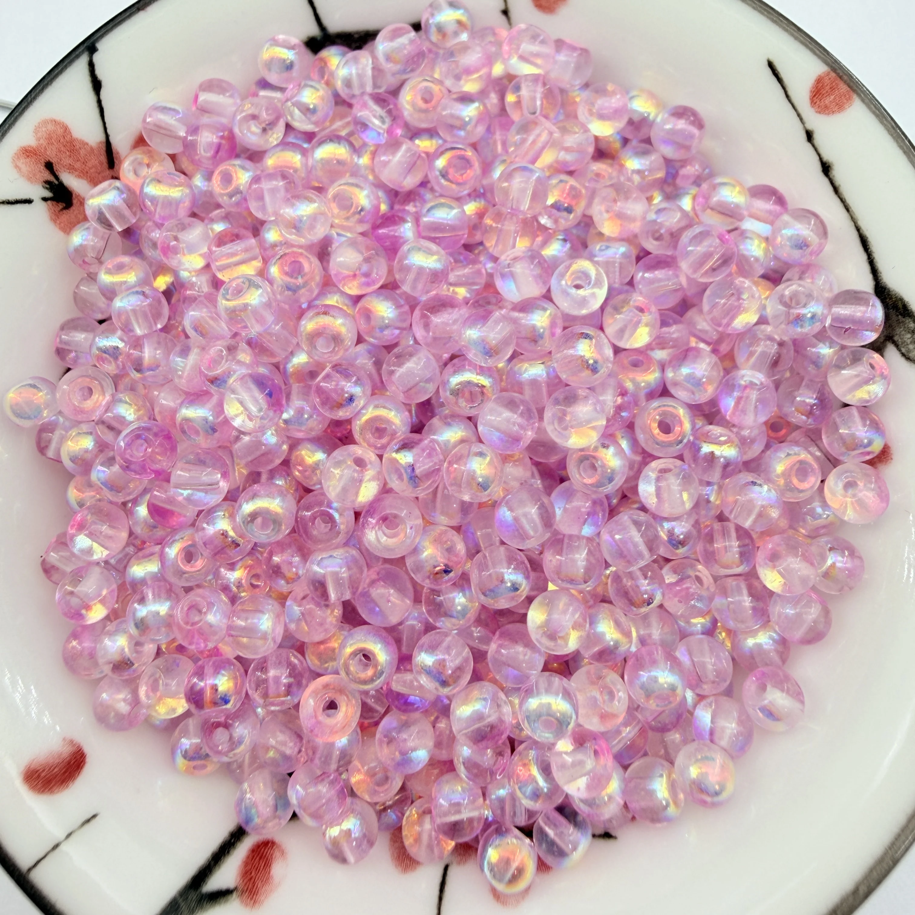 4mm Violet Aurora Shimmering Glass Round Beads Loose Beads For Handmade Earrings Bracelets Fashion Jewelry Making Accessories
