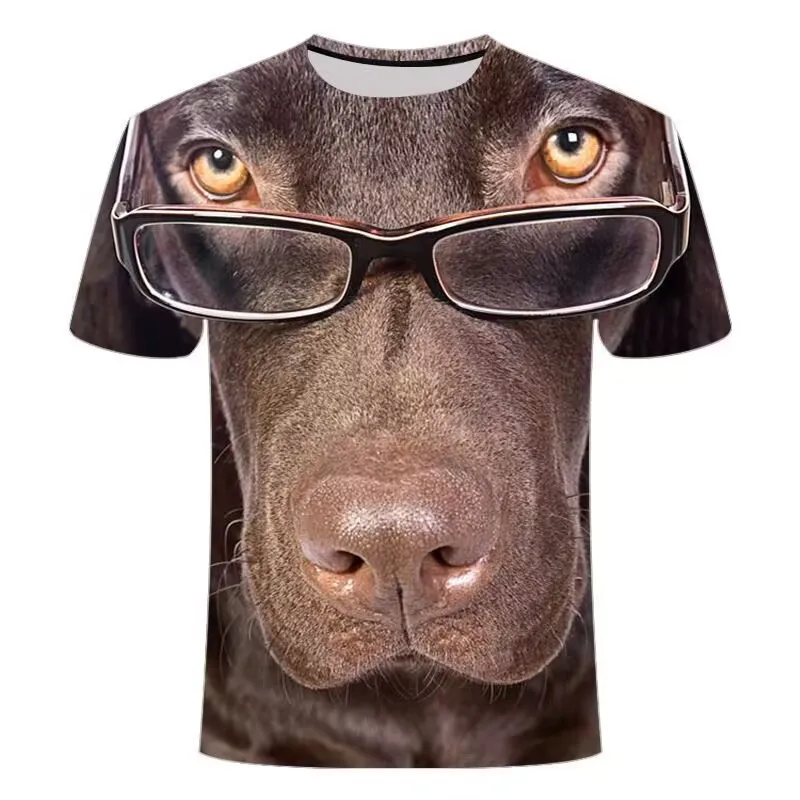 Summer New Handsome Animal Giraffe Cute Dog Trend 3d Digital Print Casual Men\'S T-Shirt Personality Creative Short Sleeve Shirt