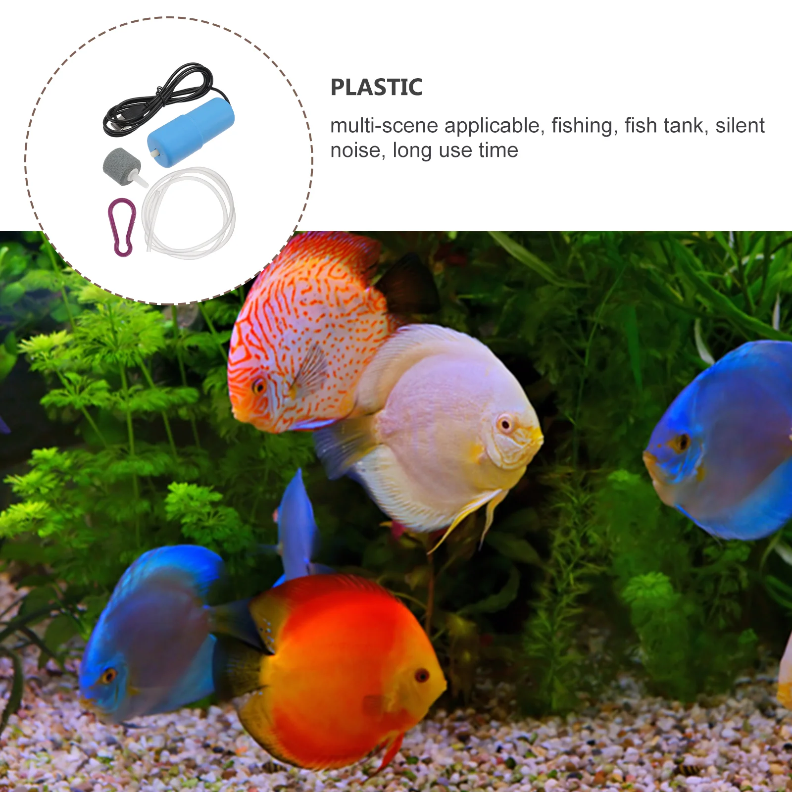 

High-Quality Plastic Fish Tank Oxygen Pump Mute Air Aerator Compact Size USB Charging Portable Easy to Store Long Life Aquarium
