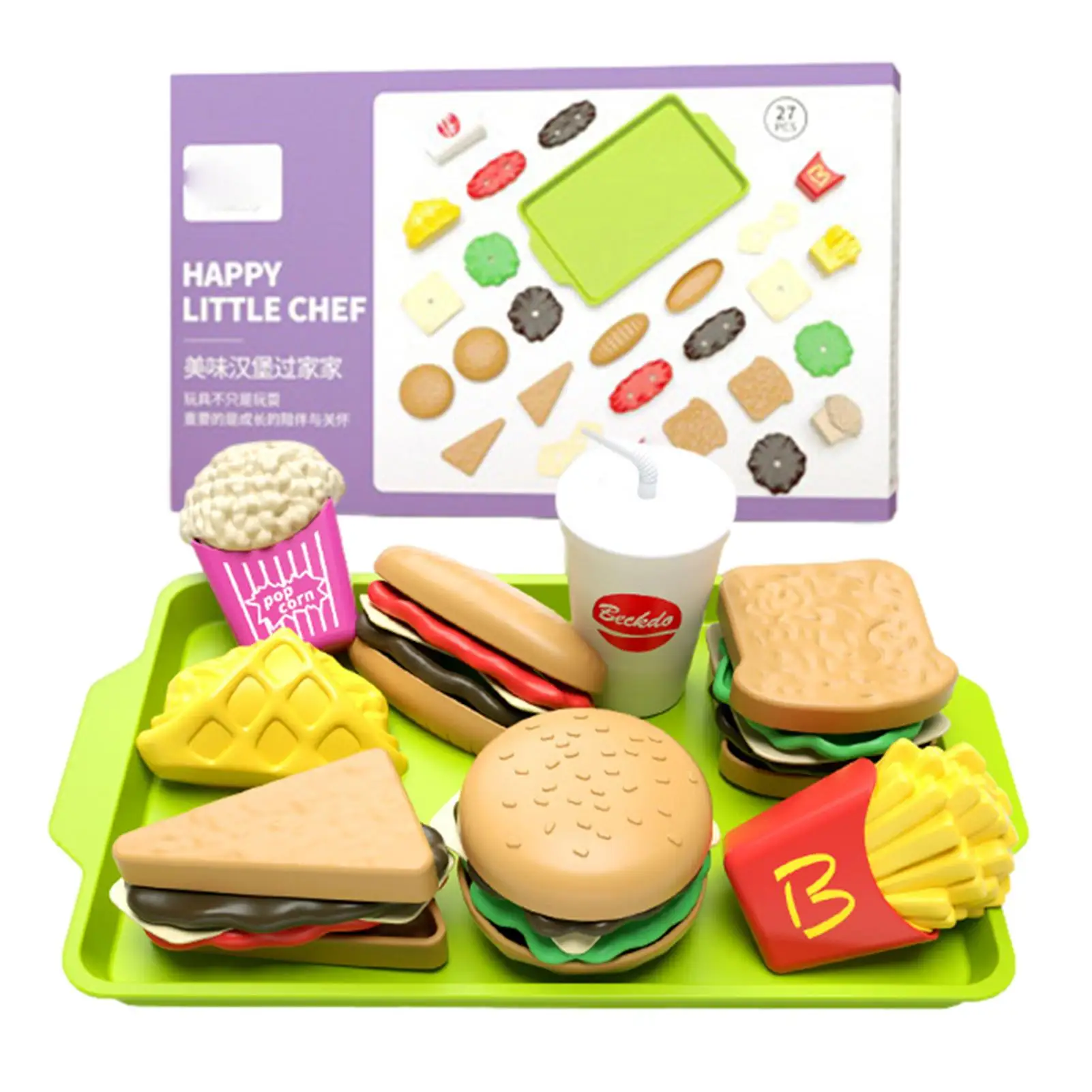 

Pretend Play Burger Removable Food Toys Burger Combo And Assortment Cooking Play Toy For Aged 1-6 Kids With Burger Fries