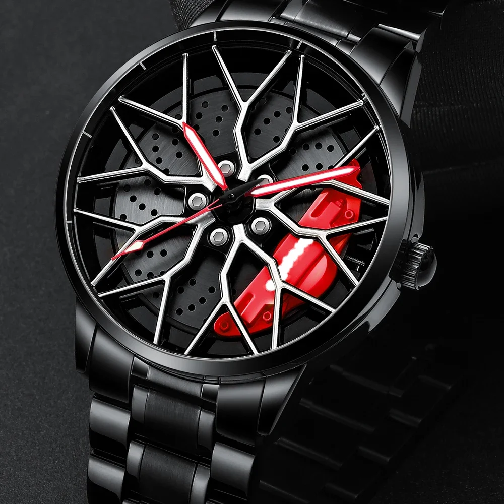 Original Car Rim Watch 3D Real Watches Waterproof  Wheel Watch Quartz Men's Sports Watches For Men Clock Mens Spinning Watches