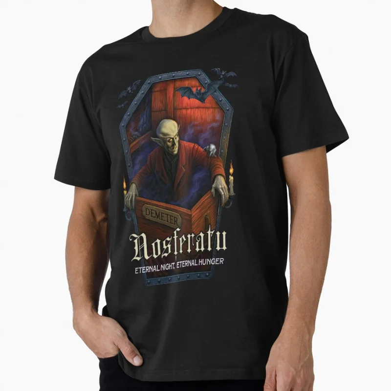 

Demeter Coffin Gothic Horror movie Nosferatu Vampire Scary Halloween Gift T shirt Large size Tops 100% cotton printed Clothes
