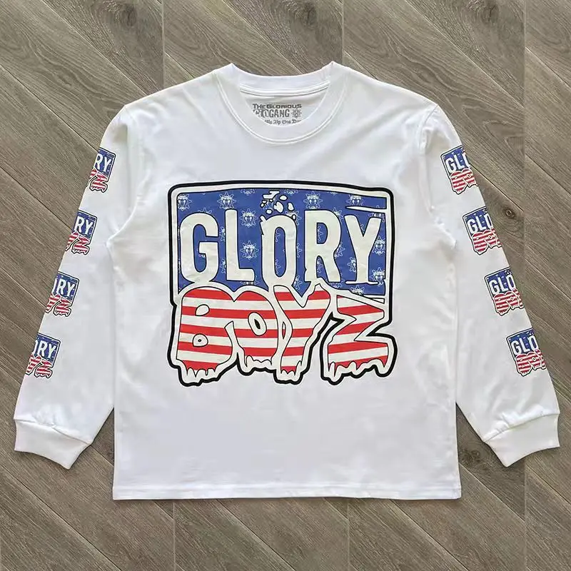 White Men Women Glo Gang Boyz Worldwide Tee Cartoon Print Oversized Casual T-shirt Tetro Loose Washed T Shirt