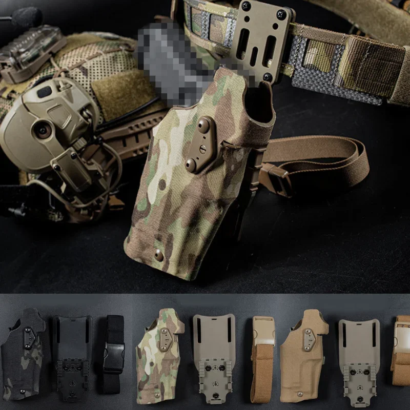 6354DO Tactical Universal Quick Release Gun Holster Pistol Carry Case For Glock 17 with X300 X300U Airsoft Flashlight