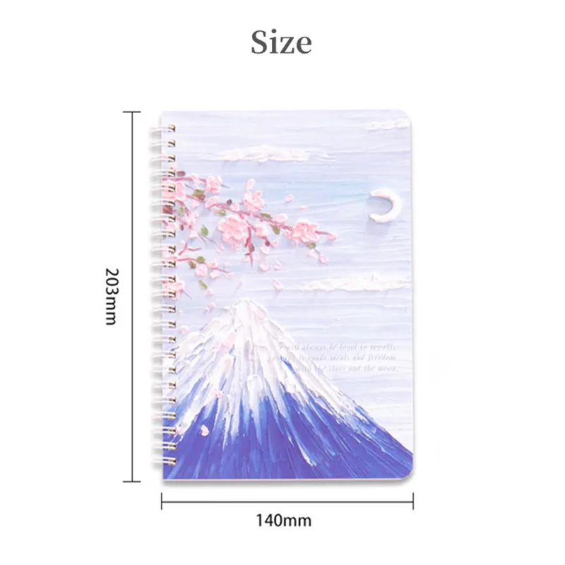 Creative A5 Coil Book Thickened Anime Oil Painting Cover Notebook Horizontal Line Inside Page Notepad Journal School Supplies