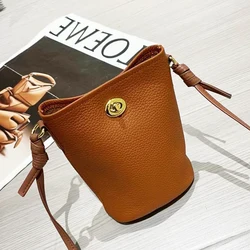 Genuine Leather Mini Bucket Bags For Women Luxury Designer Handbags Purses 2024 New In First Layer Cowhide Mobile Phone Shoulder