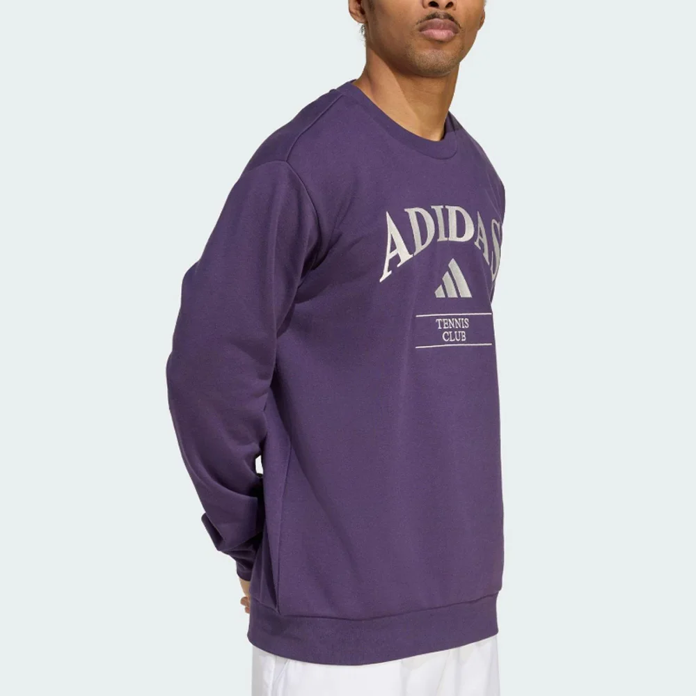 adidas HRTG TNS G C Men Sweatshirt, Embroidered Letter Logo French Terry Sports Crew Neck Long‑Sleeve T‑Shirt