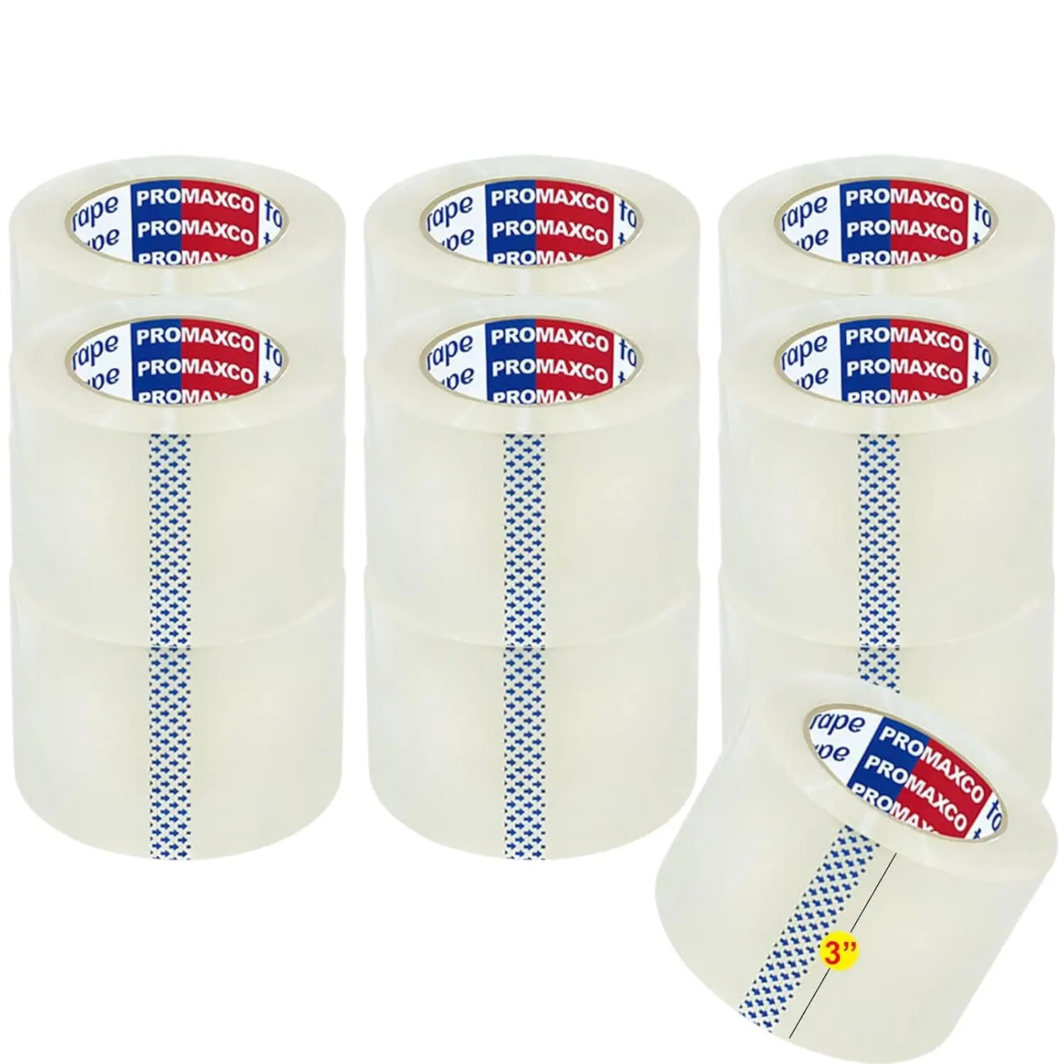 

Прочная упаковочная лента 3 дюйма, 12 рулонов, прозрачная, диаметр втулки 3 дюйма, общая длина 660 ярдов, толщина 2,2 мил, 3 дюйма x 55 ярдов, запасной материал для упаковки