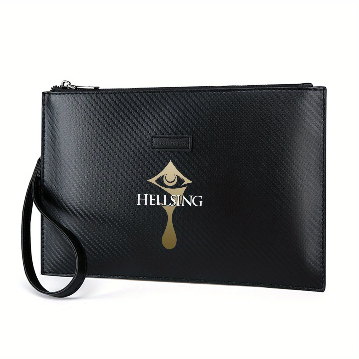 Eye crescent shape logo design dark Elegant Printed PU Men's Handbag Fashionable and Practical for Everyday Carry