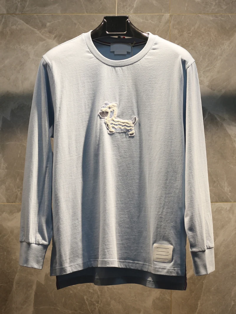 

Премиальная хлопковая футболка с длинным рукавом, свободного кроя, весна-осень, лимитированная серия Lion, дышащая, модная, в городском стиле, с круглым вырезом