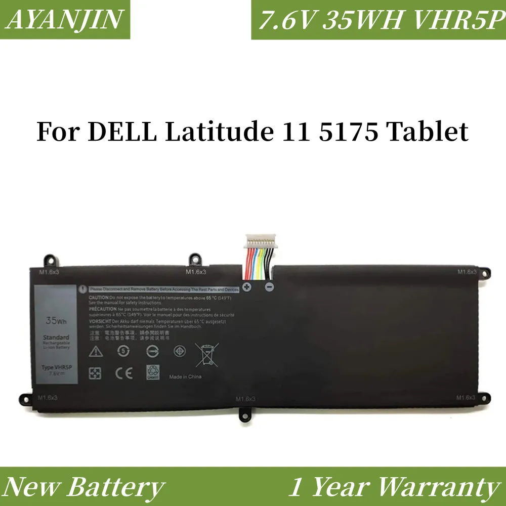 

New 7.6V 35Wh VHR5P Laptop Battery For DELL Latitude 11 5175 5179 Series Tablet XRHWG RHF3V 0RHF3V T04E001