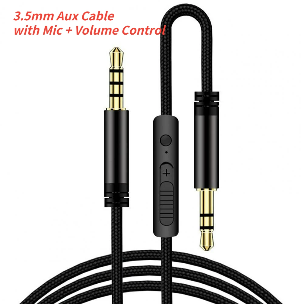 

Replacement Headset Cable 3.5mm 1/8 Male-Male Stereo Aux Audio Cord with Mic Volume Control for PC Mobile Phone Car Speaker