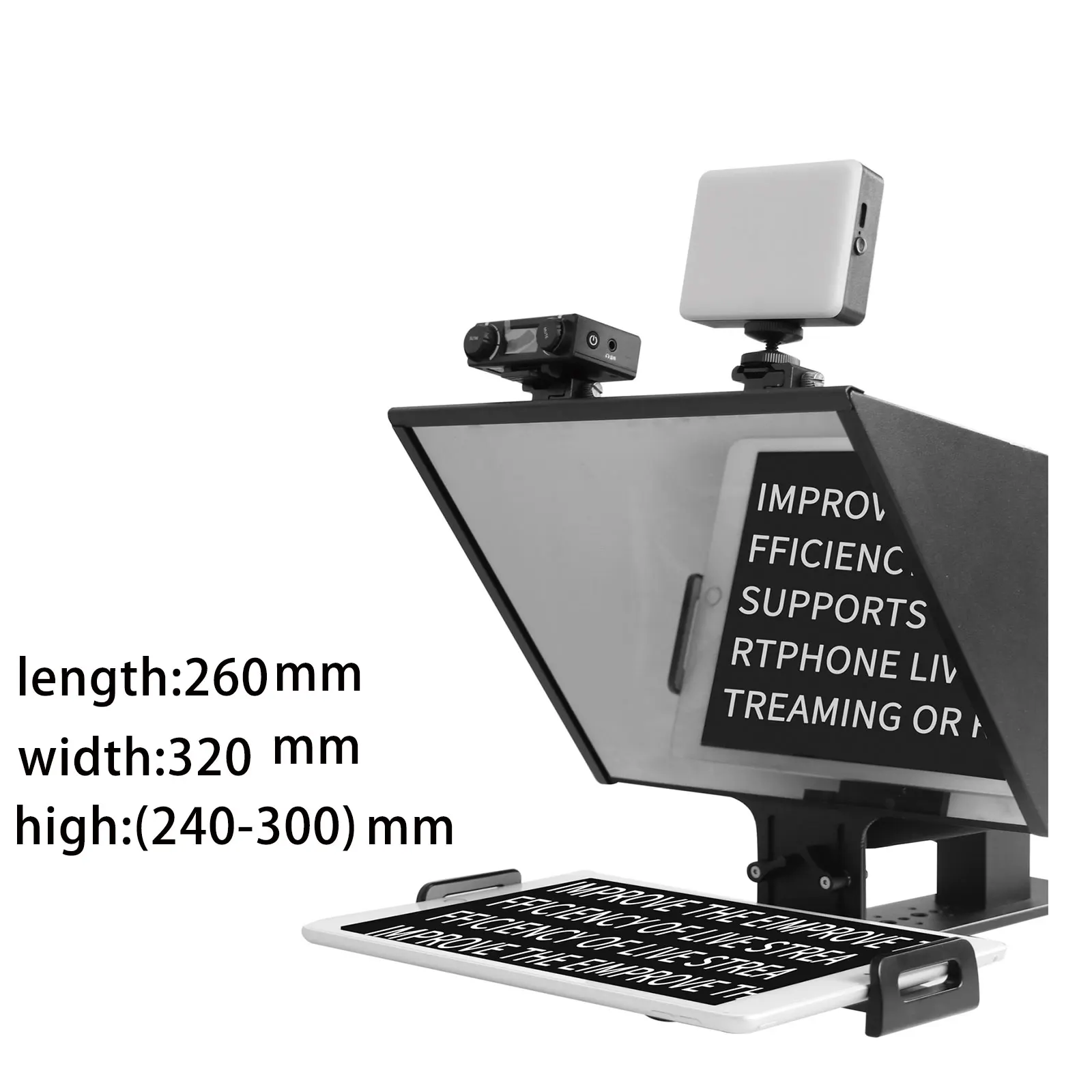 FEELWORLD TP13A Teleprompter portátil de 13 pulgadas compatible con menos de 13" DSLR Shooting Smartphone/Tablet mando a distancia