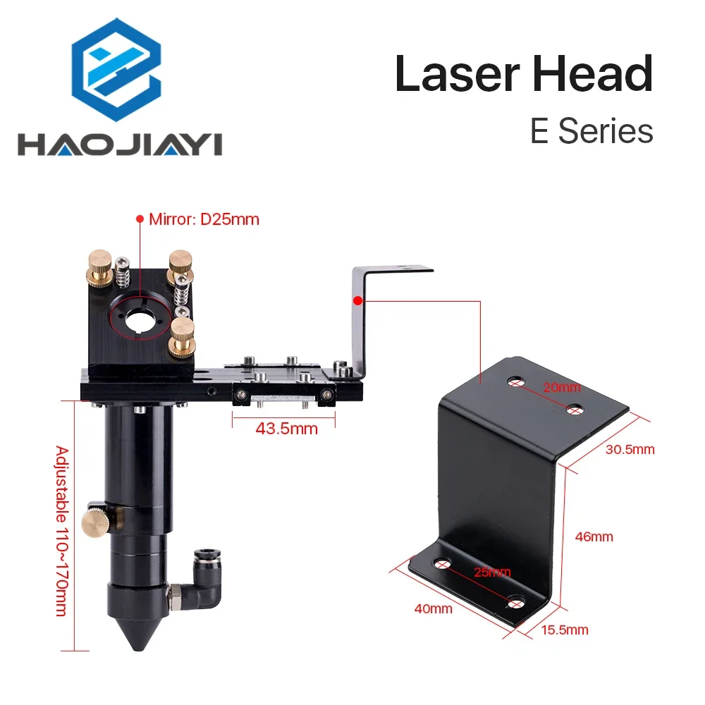 E Series: CO2 Laser Head for Lens D18mm FL38.1 D20mm FL50.8 & 63.5 & 101.6 mm Mirror 25mm for Laser Cutting Machine